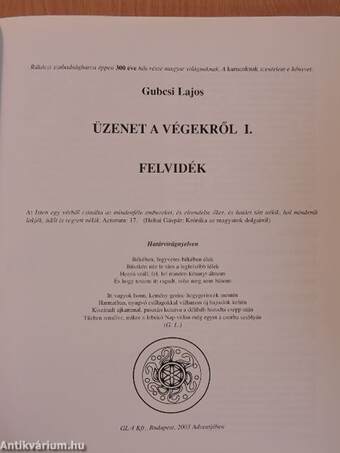 Üzenet a végekről I. - Plakettel