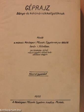 Géprajz I-II./Fémek forgácsolása/Gépelemek I.