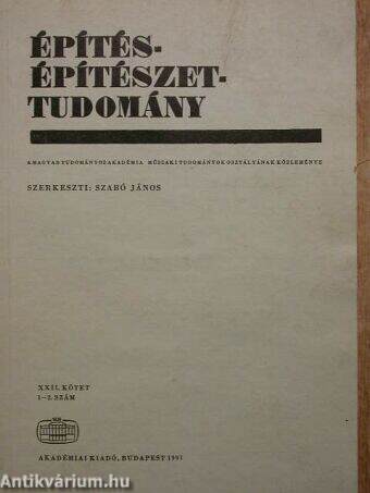 Építés-építészet-tudomány XII. kötet 1-2. szám