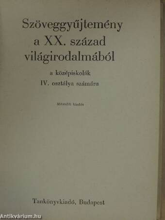 Szöveggyűjtemény a XX. század világirodalmából