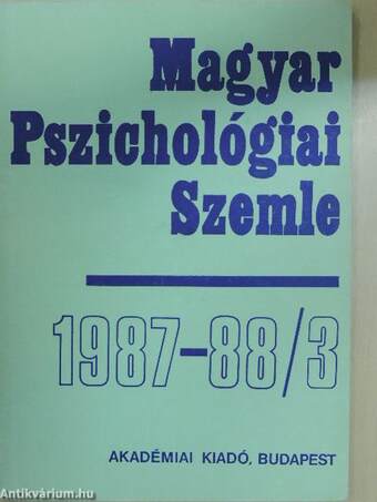 Magyar Pszichológiai Szemle 1987-88/3.