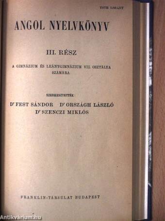 Angol nyelvkönyv I./Angol nyelvkönyv II./Angol nyelvkönyv III./English I.