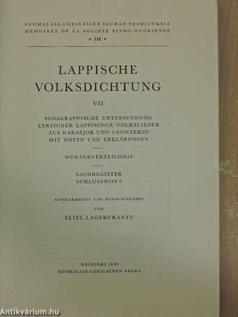 Lappische Volksdichtung VII.