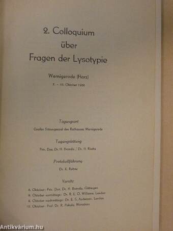 2. Colloquium über Fragen der Lysotypie