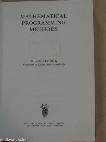 Mathematical Programming Methods