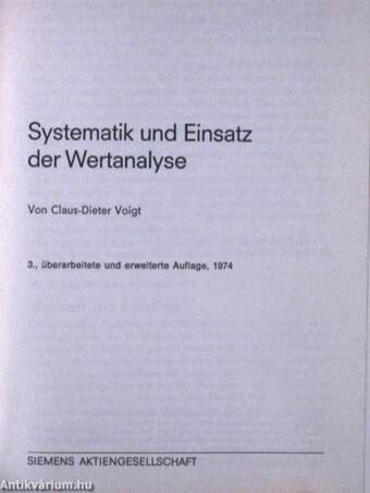 Systematik und Einsatz der Wertanalyse