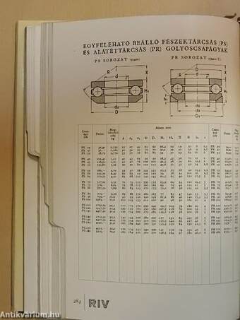 514 számú katalógus-árjegyzék RIV gördülőcsapágyakról