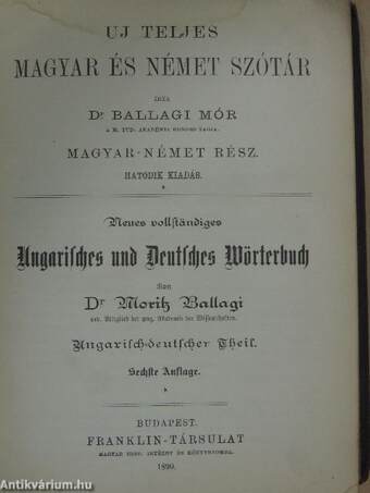 Uj teljes magyar és német szótár (gótbetűs)