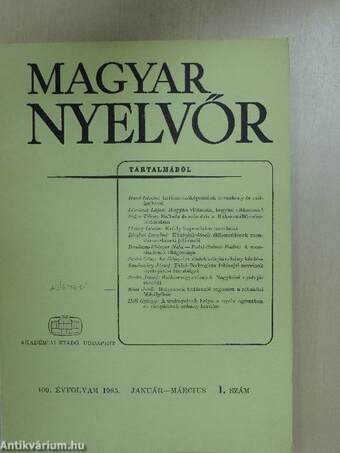 Magyar Nyelvőr 1985. január-december