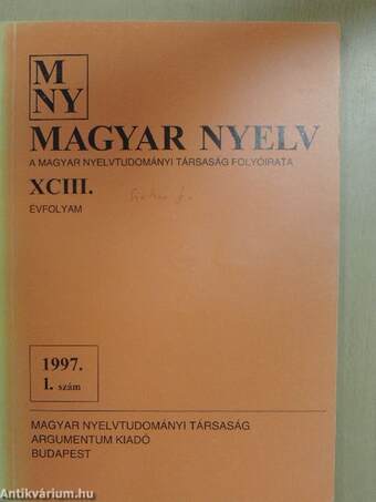 Magyar Nyelv 1997. január-december