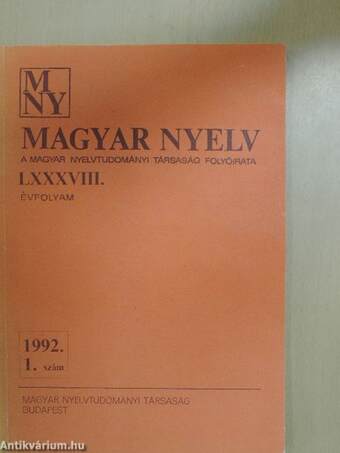 Magyar Nyelv 1992. január-december