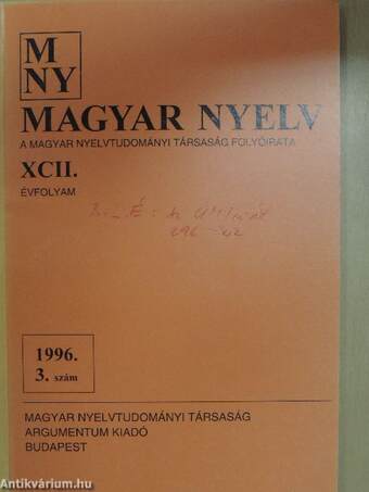 Magyar Nyelv 1996. szeptember