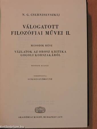 N. G. Csernisevszkij válogatott filozófiai művei II.