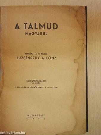 A Talmud magyarul (Tiltólistás kötet)