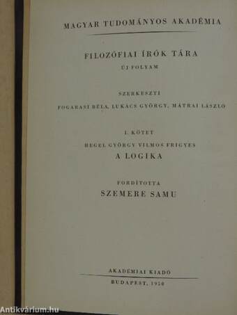 A filozófiai tudományok enciklopédiájának alapvonalai I.