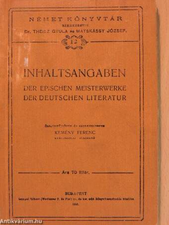 Inhaltsangaben der Epischen Meisterwerke der Deutschen Literatur (gótbetűs)