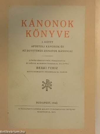 Kánonok könyve I. (töredék)