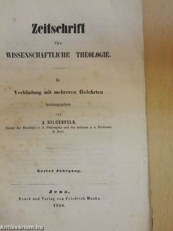 Zeitschrift für Wissenschaftliche Theologie 1858/4.