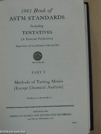 1961 Book of ASTM Standards Including Tentatives 3