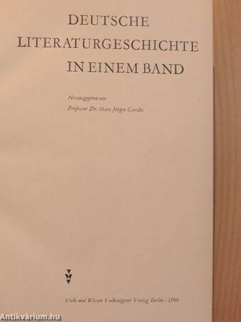 Deutsche Literaturgeschichte in einem band