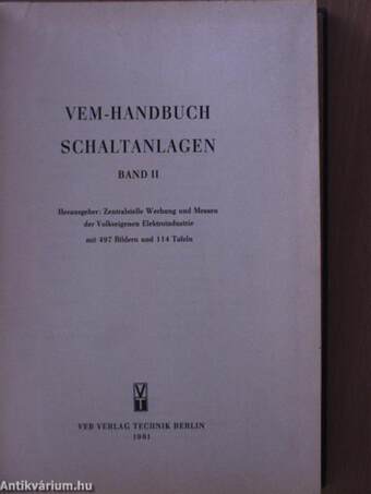 VEM-Handbuch Schaltanlagen I-II.