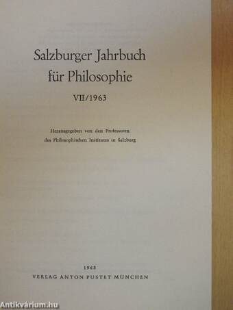 Salzburger Jahrbuch für Philosophie VII/1963