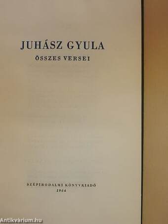 Juhász Gyula összes versei II. (töredék)