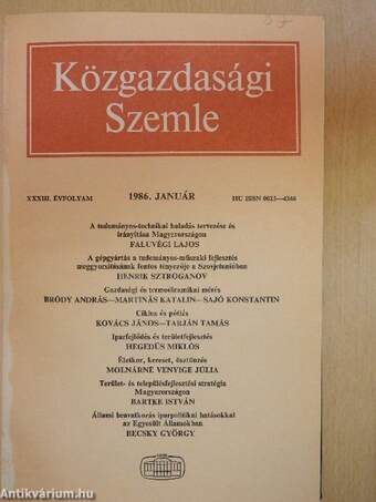Közgazdasági Szemle 1986. január-december I-II.