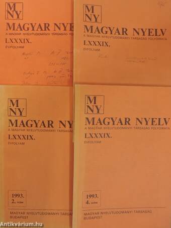 Magyar Nyelv 1993/1-4.