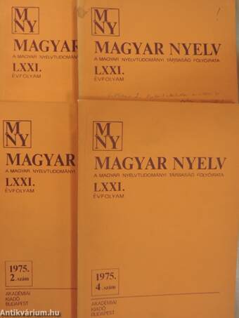 Magyar Nyelv 1975/1-4.