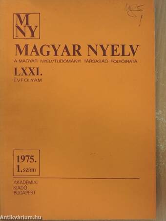 Magyar Nyelv 1975/1-4.