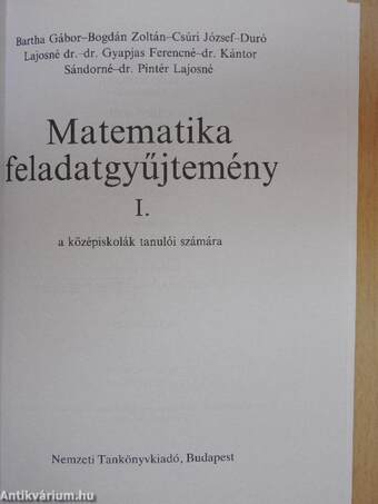 Matematika feladatgyűjtemény I.