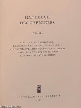 Handbuch des Chemikers I-III.