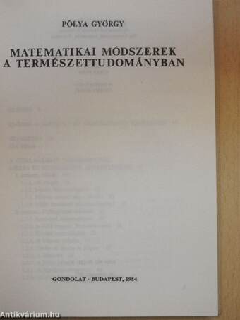 Matematikai módszerek a természettudományban