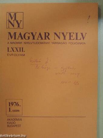 Magyar Nyelv 1976/1.