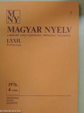 Magyar Nyelv 1976/4.