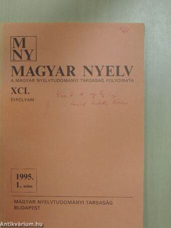 Magyar Nyelv 1995/1.