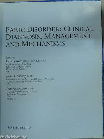 Panic Disorder: Clinical Diagnosis, Management and Mechanisms