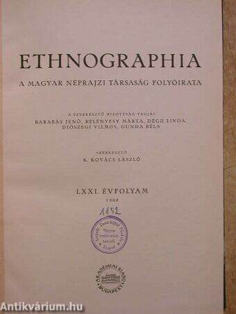 Ethnographia 1960/1-4.