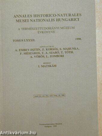 Annales Historico-Naturales Musei Nationalis Hungarici 1990.