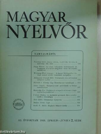Magyar Nyelvőr 1958. április-június