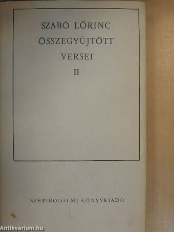 Szabó Lőrinc összegyűjtött versei II. (töredék)