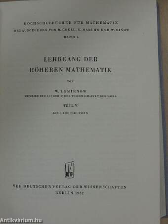 Lehrgang der höheren Mathematik V.