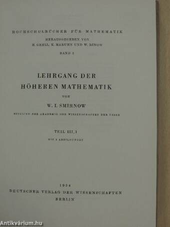 Lehrgang der höheren Mathematik III/1.