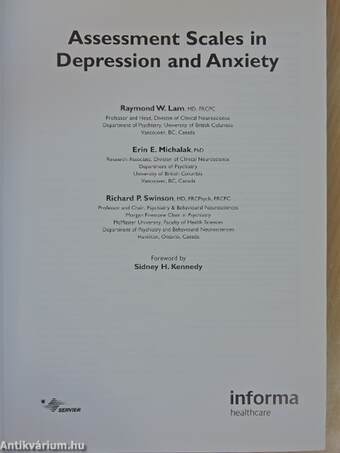 Assessment Scales in Depression and Anxiety