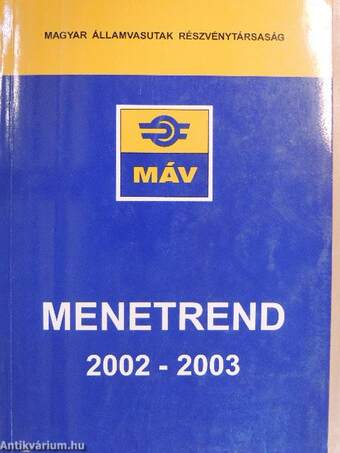 Hivatalos menetrend 2002-2003