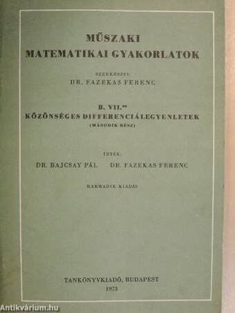 Műszaki matematikai gyakorlatok B. VII./2.