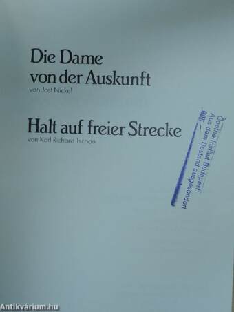 Die Dame von der Auskunft/Halt auf freier Strecke