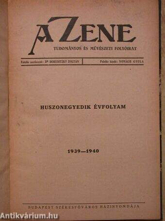 A Zene 1939-1940.