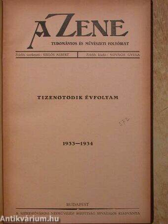 A Zene 1933-1934.